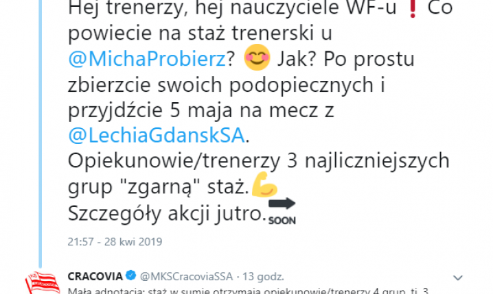 Jak zdobyć staż u trenera Probierza? SUPER AKCJA CRACOVII